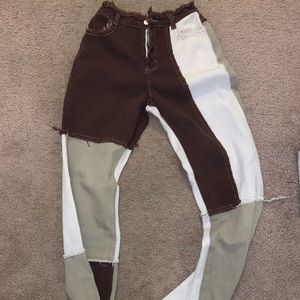 Size 0 High Rise Brown Patch Jeans